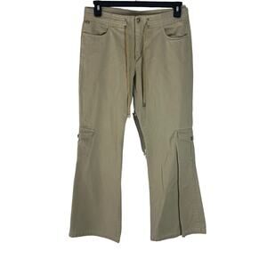 Vintage 90s‎ Juniors Size 13 Baggy Khaki Cargo Pockets Tie Pants